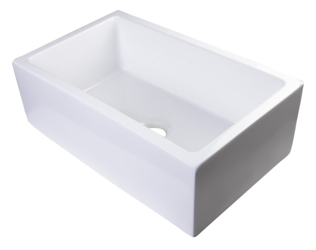 30" x 18" Thick Wall Fireclay Single Bowl Farmhouse Kitchen Sink