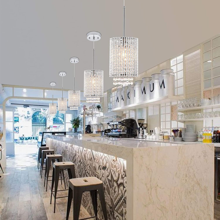 Mini Crystal Pendant Lighting 1 Light Modern Hanging Light Fixtures Bubble  Glass Cylinder Chrome Chandelier For Kitchen Island Dining Room