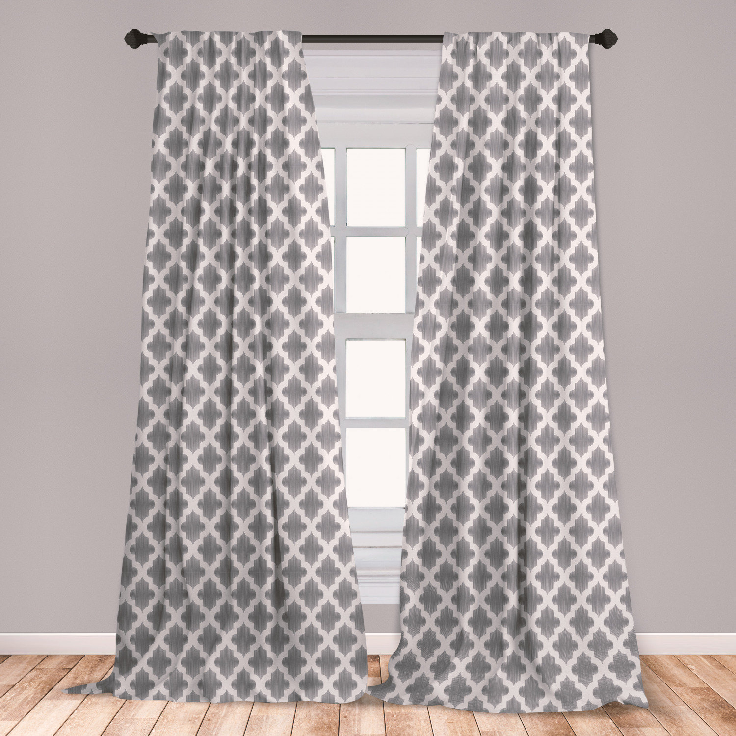 East Urban Home Ambesonne Grey And White 2 Panel Curtain Set