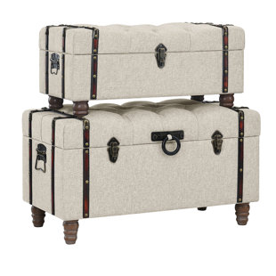 Keystone Tufted Linen 2 Piece Coffee Table Set With Storage