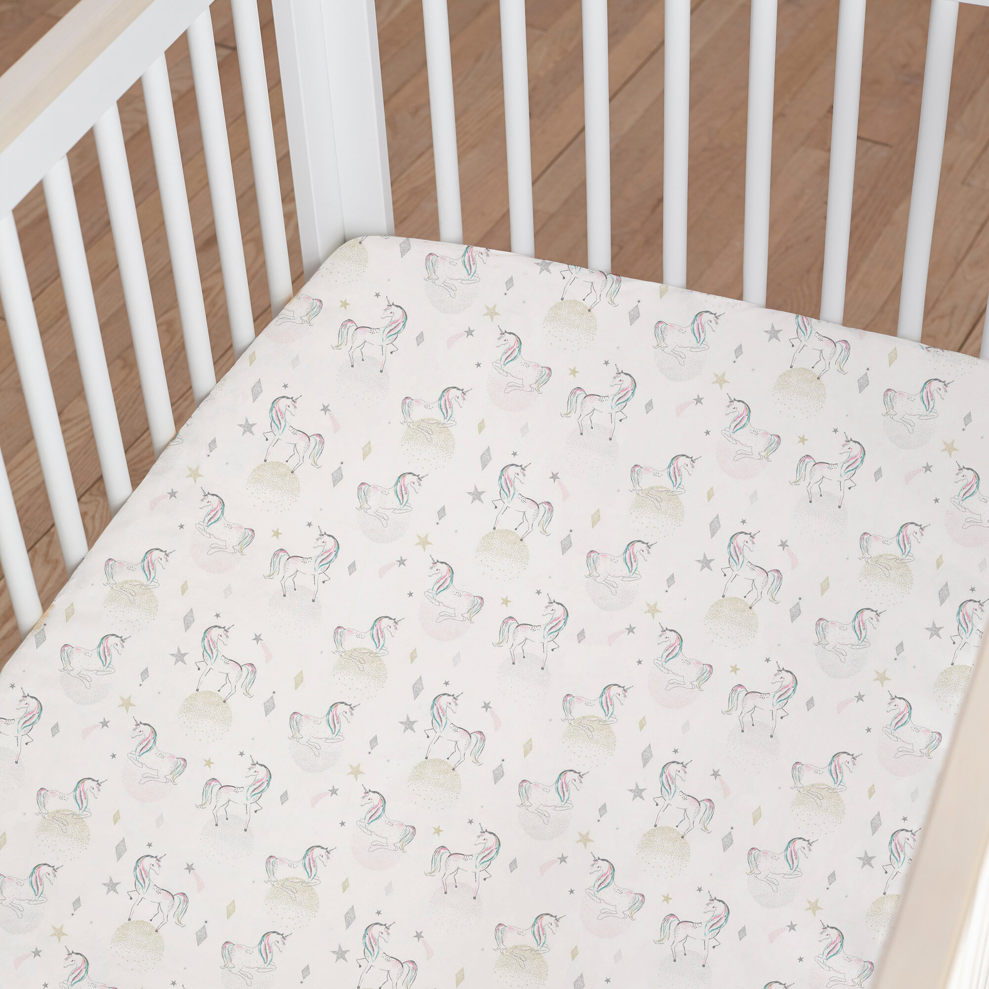 Just Born One World Collection Fitted Crib Sheet Love Sugar