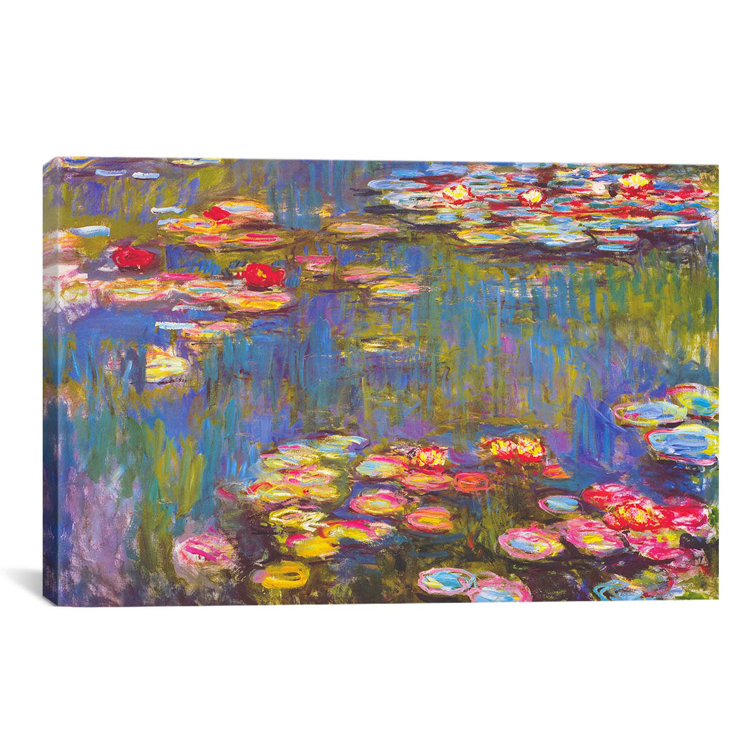 10 by 10-Inch 3dRose qs/_45041/_1 Monets Water Lilys with Violet Border Quilt Square