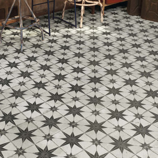 Textured White Cream Tile You Ll Love Wayfair Royalty Estrella 17 63 X Ceramic Patterned Tile In Off White Black