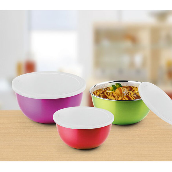 Bonita Microwave Safe Stainless Steel Bowls 6pc Set Reviews Wayfair