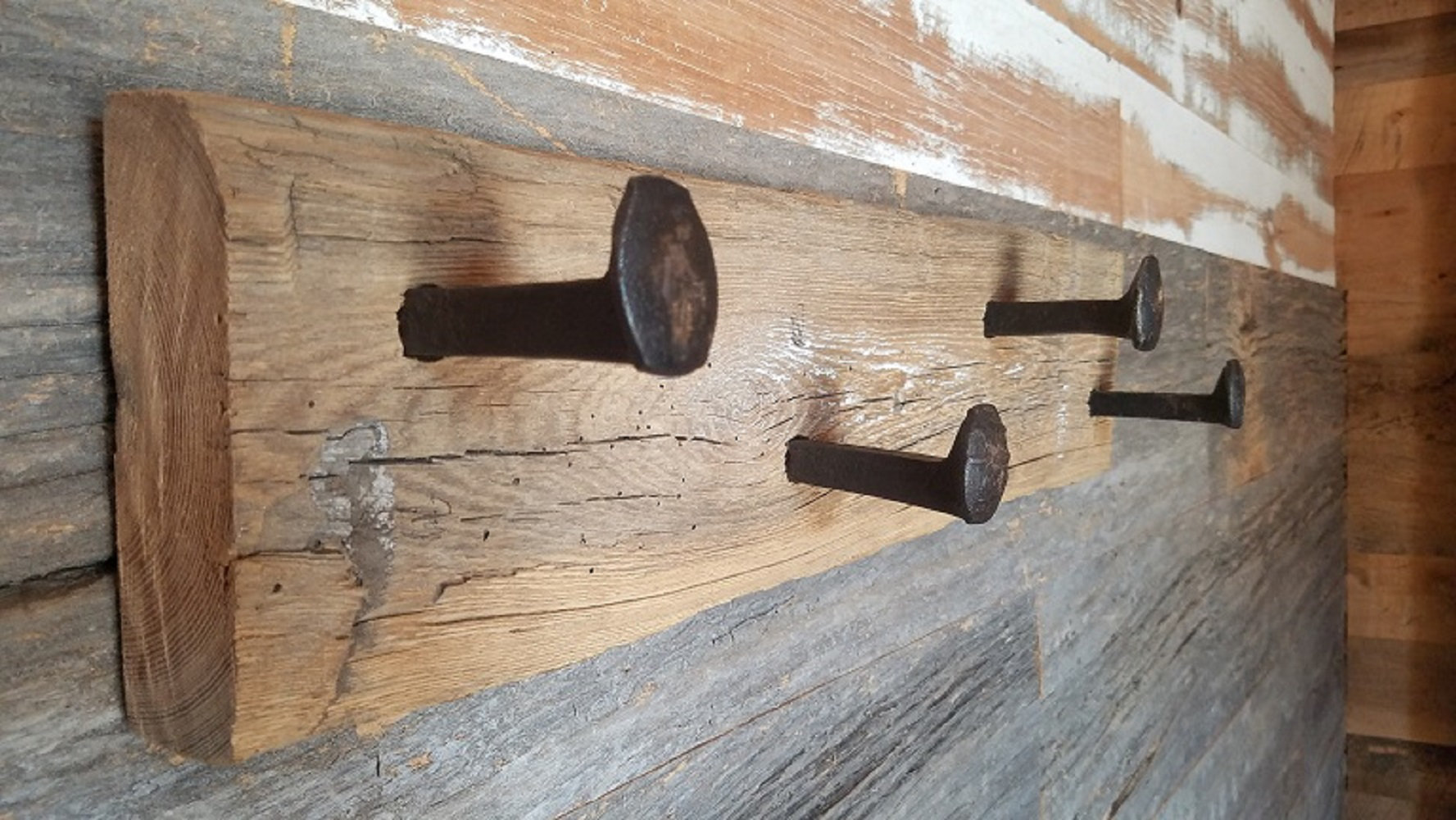 Handmade Reclaimed Victorian boards wooden Rustic Hat and Coat Rack Triple hooks