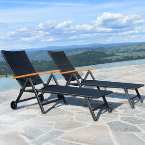 Balderas Resin Wicker Steel Frame Outdoor Chaise Lounge (Set of 2)