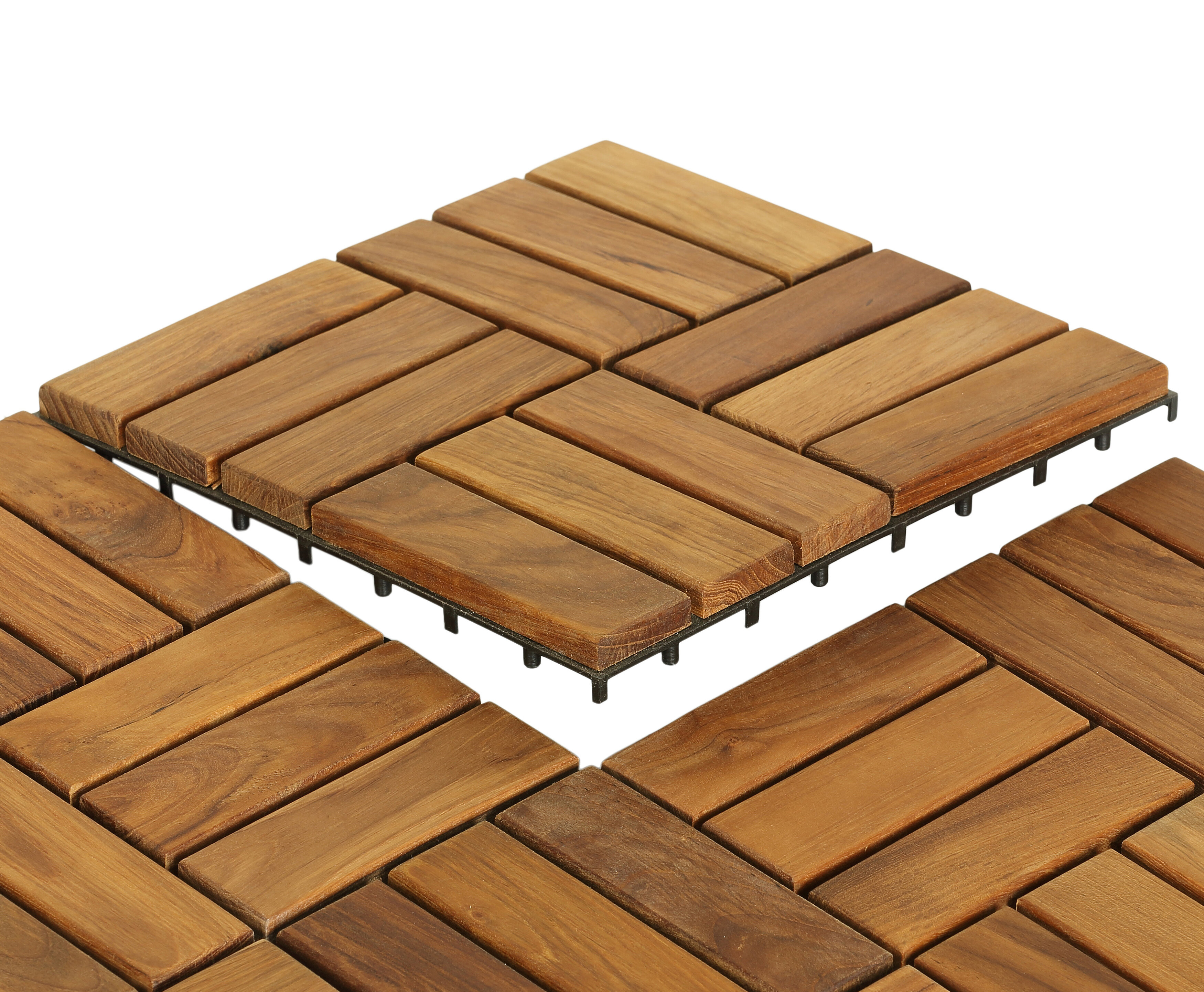 Ez Floor 12 X 12 Wood Interlocking Deck Tile In Natural