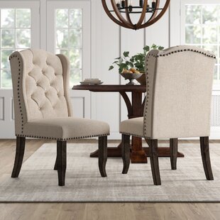 Calila Tufted Polyester Blend Upholstered Wingback Side Chair In Beige Set Of 2