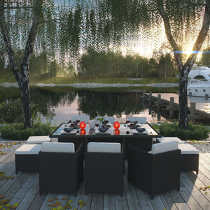 Doubleback 11 Piece Outdoor Patio Dining Set with Cushions