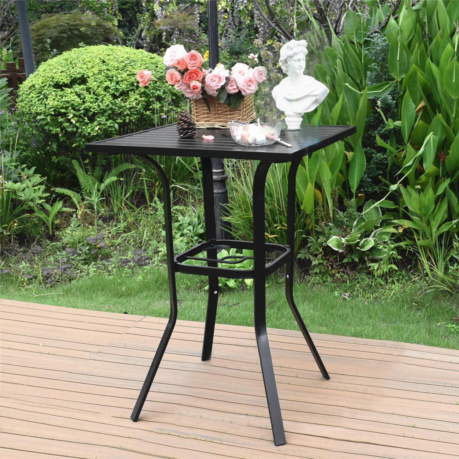 Winston Porter Square Outdoor Bistro Table Patio Dining Table With Umbrella Hole L37 X W37 X H28 Wayfair Ca