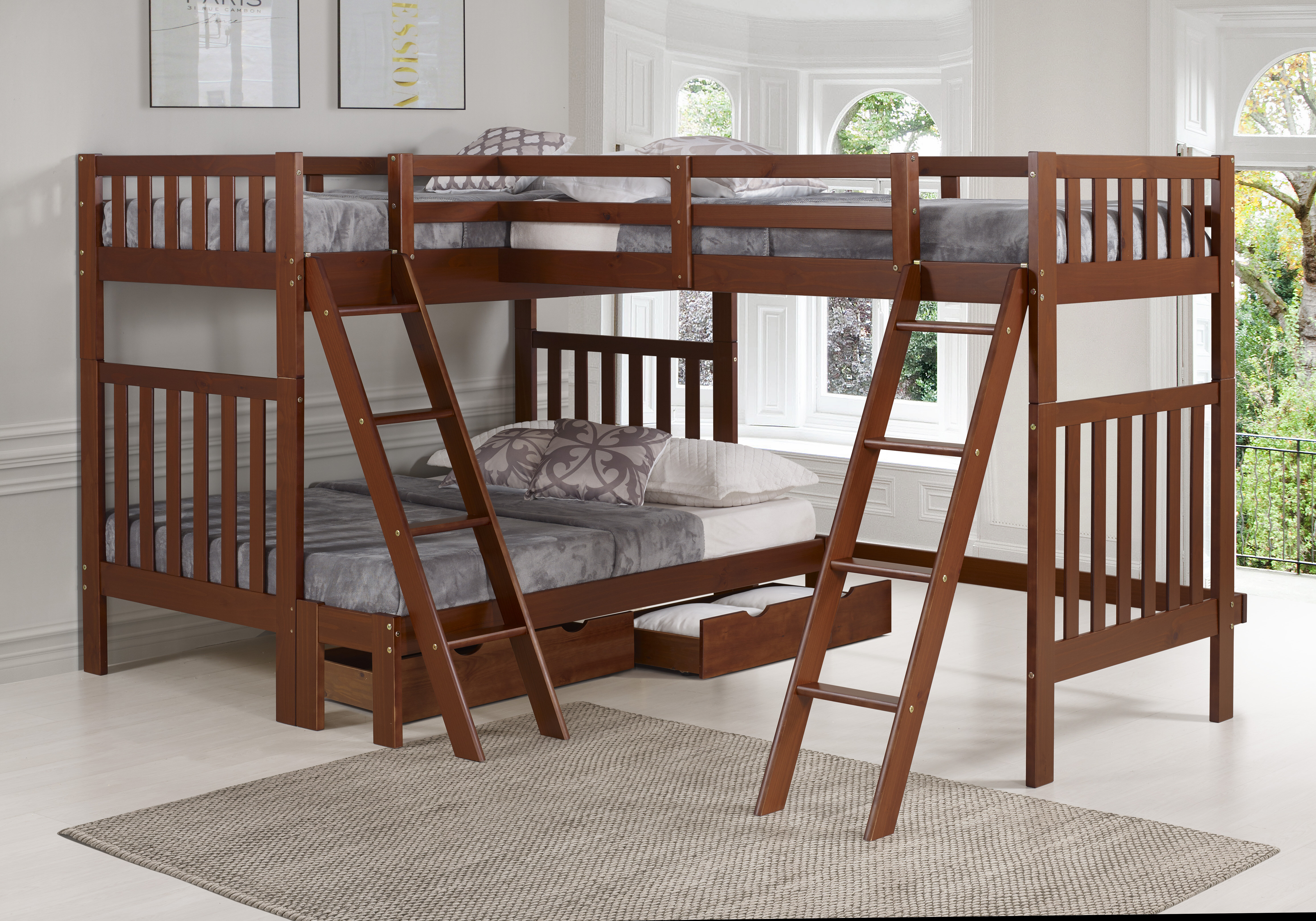 Alcott Hill Ratcliff Twin Over Full L Shaped Bunk Beds With