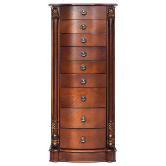 Canora Grey Mellot Wood Free Standing Jewelry Armoire With Mirror