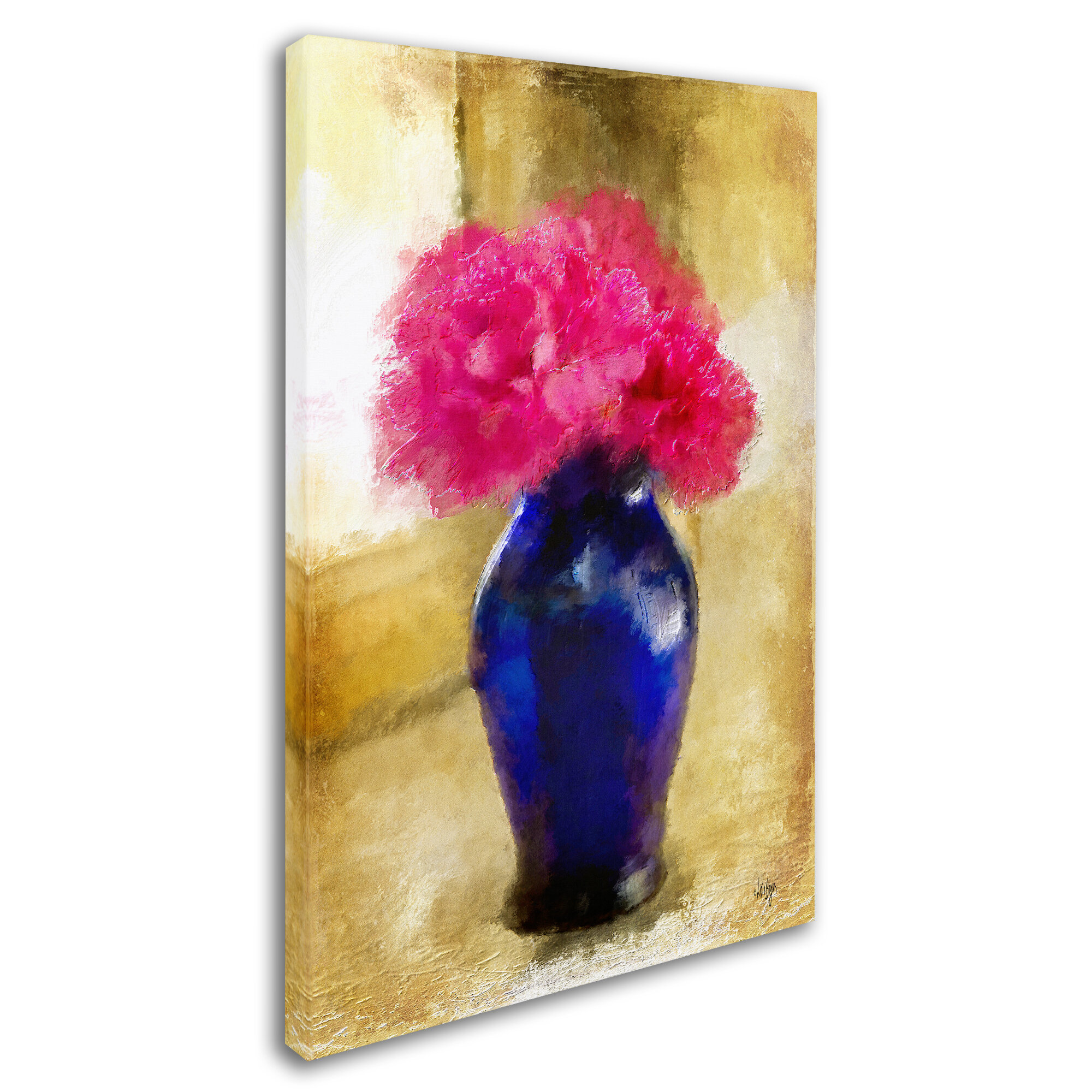 Trademark Art Pink Carnations In Cobalt Blue Vase Lois Bryan