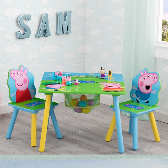 Peppa Pig Kids 3 Piece Square Table And Chair Set