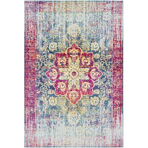 Tillamook Traditional Silk Distressed Floral Rose/Bright Pink Area Rug