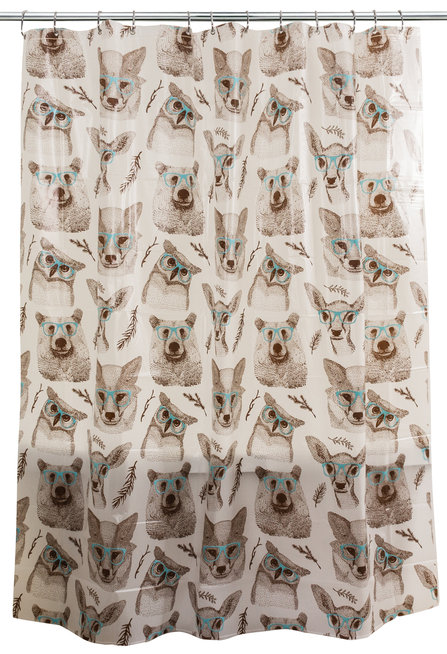 Splash Home Peva Woodland Creatures Single Shower Curtain