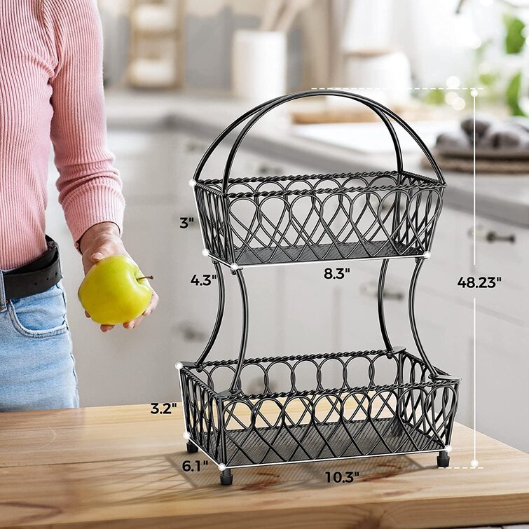 S Fruit Basket Metal Fruit Vegetable Storage Bowls Hollow Out Breathable Design Kitchen Storage