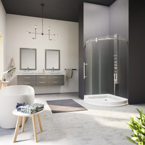 Sanibel 36 x 36-in. Frameless Round Sliding Shower Enclosure with .3125-in. Clear Glass and Stainless Steel Hardware