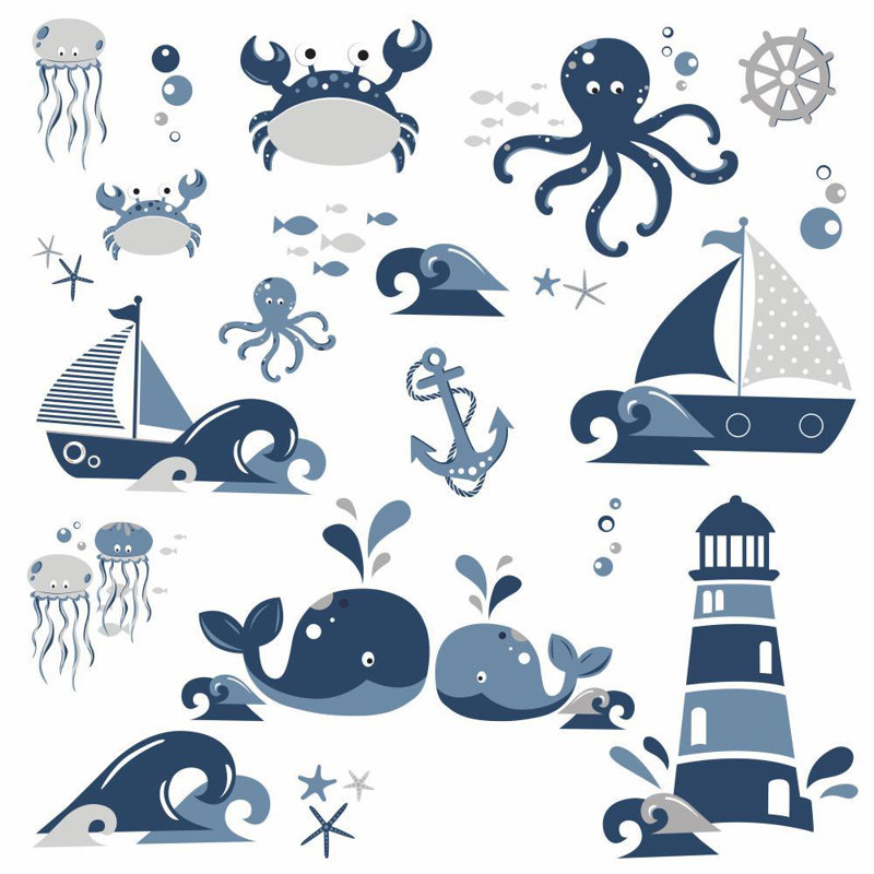 Room Mates Nautical Sea Friends Peel And Stick Wall Decals