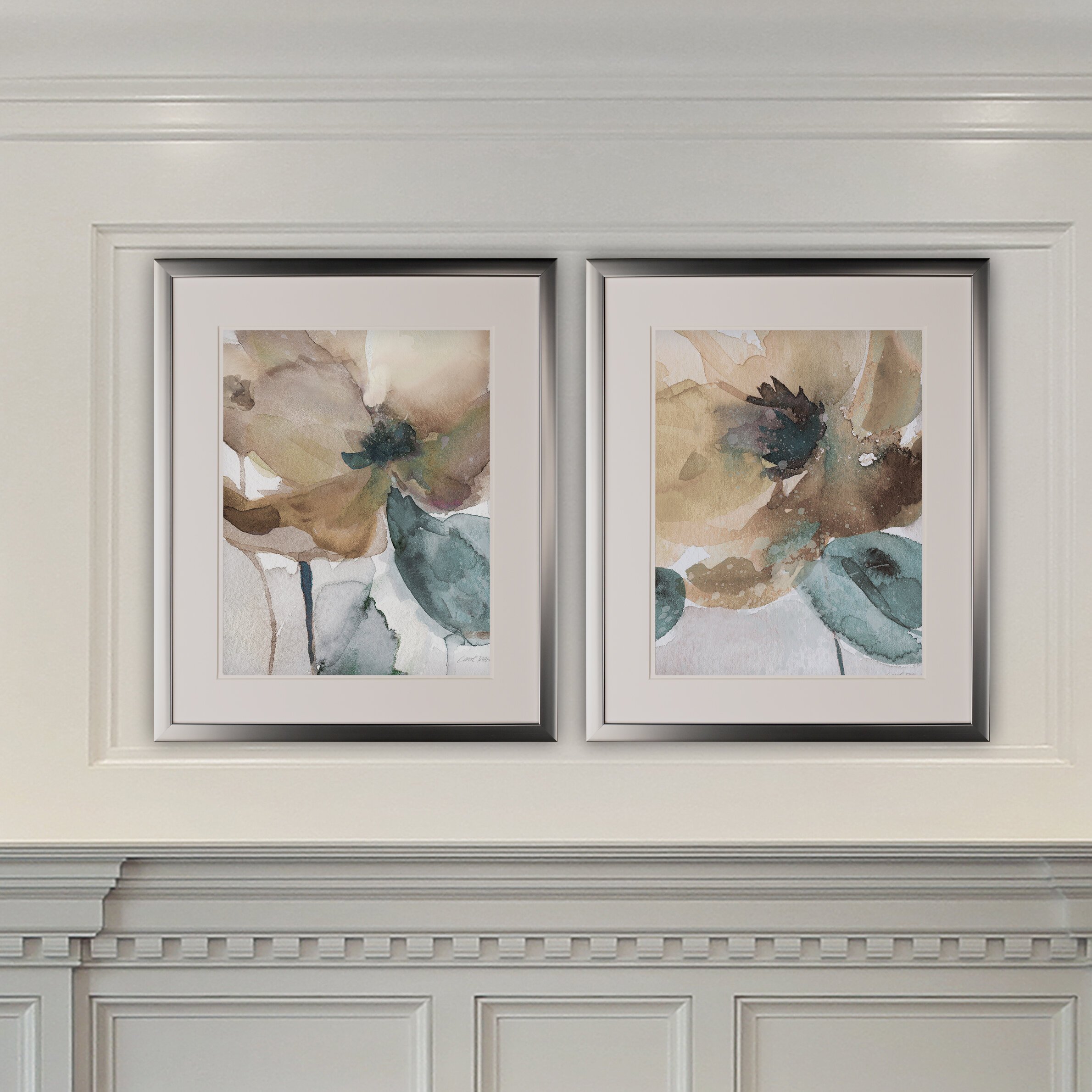 Two Piece Floral Mash Vibrant Art Prints