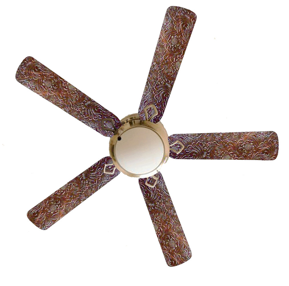888 Cool Fans 52 Western Chic Leather 5 Blade Ceiling Fan Light 888 Cool Fans 52 Western Chic Leather