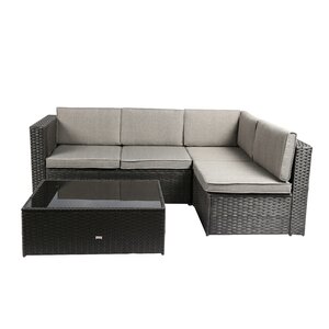 Nat Wicker 3 Piece Sectional Seating Group with Cushion!
