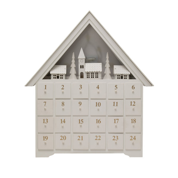 The Holiday Aisle® Wood House Advent Calendar with 24 Boxes and LED