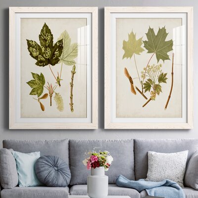 Antique Leaves V-Premium Framed Print - Ready To Hang August Grove® Format: White Framed Paper, Size: 43.5