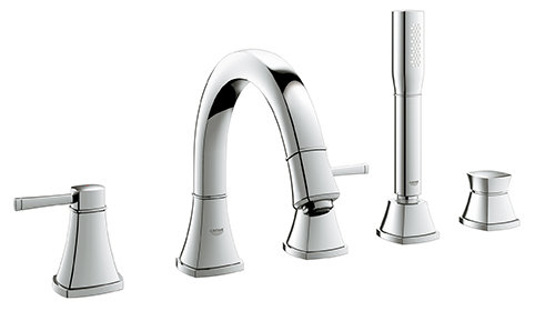 Grohe Geneva Double Handle Deck Mount Roman Tub Faucet With Hand