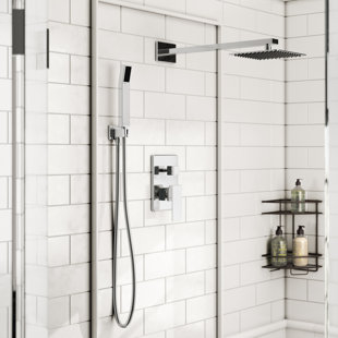 Shower Systems You Ll Love Wayfair Cahoon Diverter Complete Shower System With Square Rain Handheld And Lever Handle