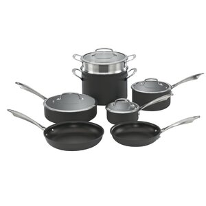 Dishwasher-Safe Hard-Anodized 11 Piece Non-Stick Cookware Set