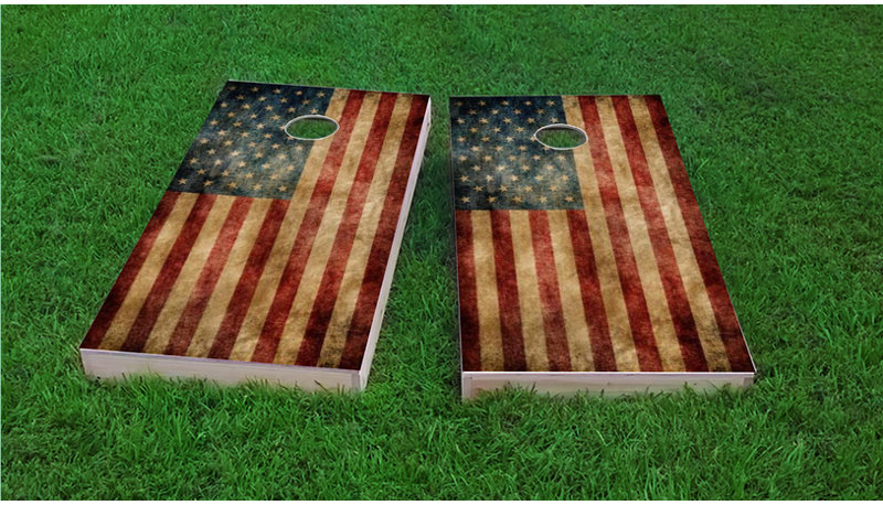 Oregon Themed Worn Distressed Wood Slat State Flag Themed Custom Cornhole Board Game Set