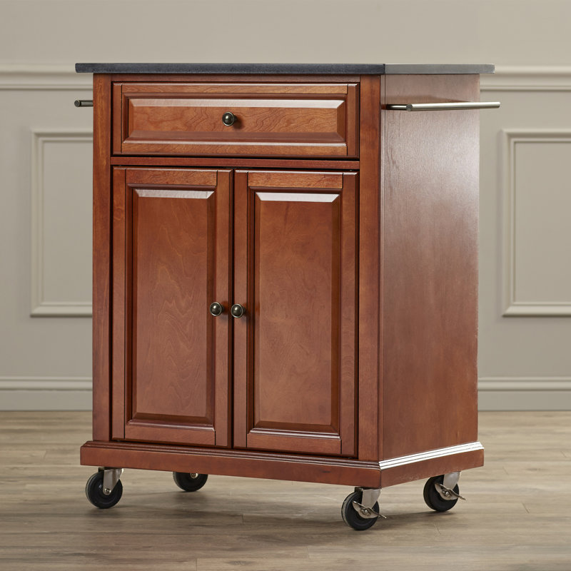 Three Posts Hedon Portable Kitchen Cart With Granite Top Reviews