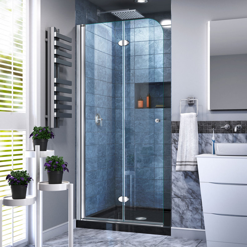 Dreamline Aqua Fold 30 W X 72 H Square Hinged Shower Door With