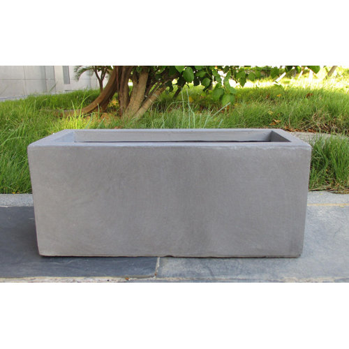 Contemporary Smooth Stone Planter Box Hashtag Home Colour: Grey, Size: 20.5 cm H x 50 cm W x 20 cm D