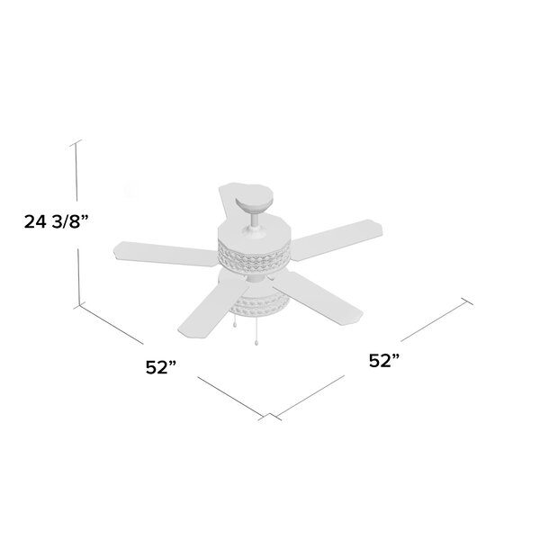 52" Parma Chandelier 5 Blade Ceiling Fan, Light Kit Included