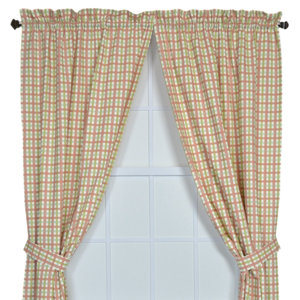 Gwyn Tailored Plaid and Check Semi-Sheer Rod Pocket Curtain Panels (Set of 2)