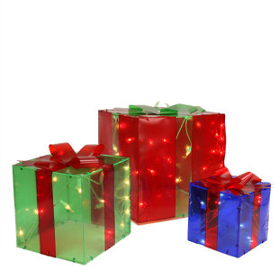 3 piece lighted gift box present christmas decoration set - Lighted Gift Boxes Christmas Decorations 3 piece lighted gift box present christmas decoration set - Lighted Gift Boxes Christmas Decorations