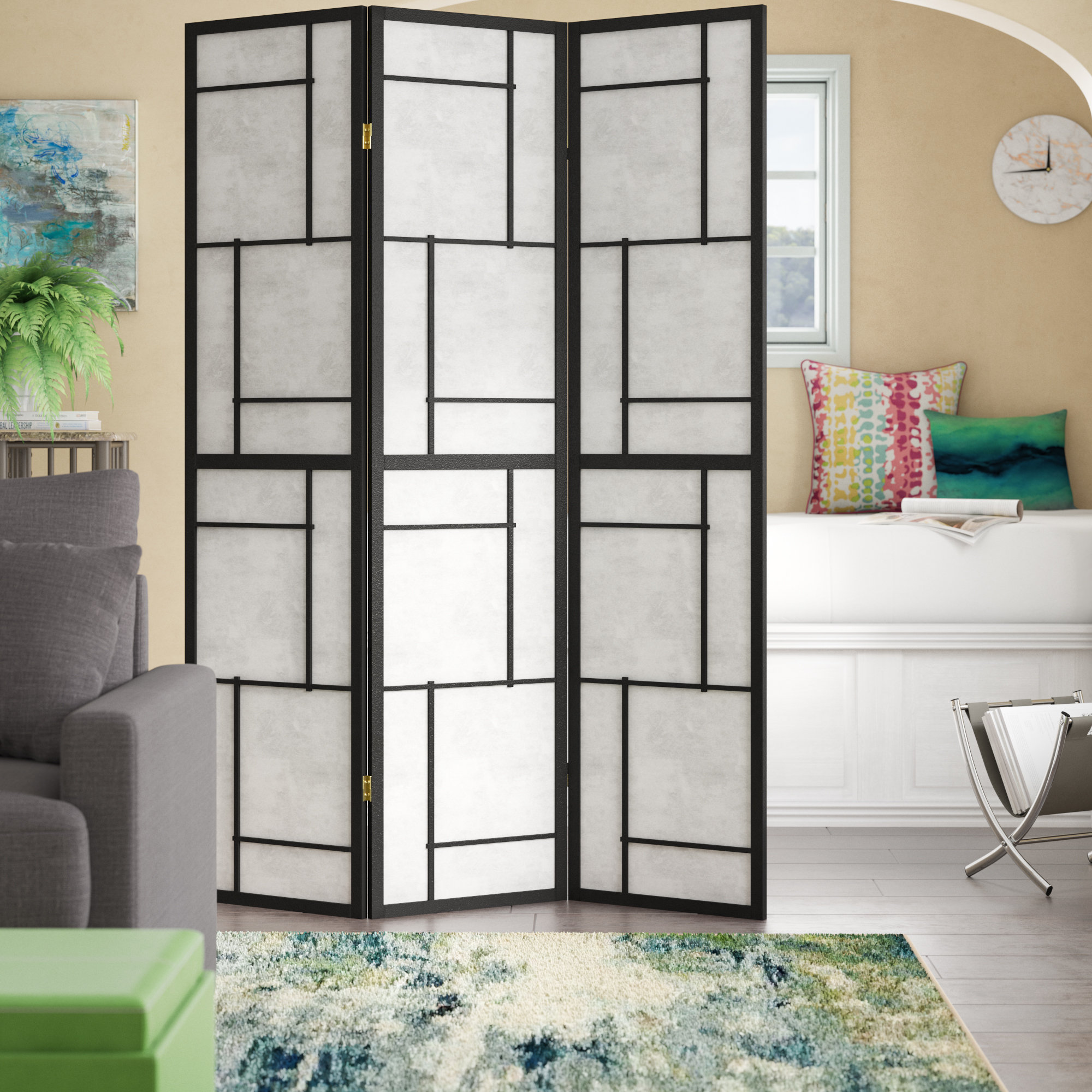 Ebern Designs Samatha 3 Panel Room Divider Reviews Wayfair Ebern Designs Samatha 3 Panel Room