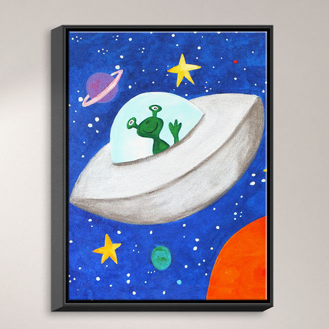 Dianochedesigns Flying Saucer Framed Watercolor Painting Print On Wrapped Canvas Wayfair