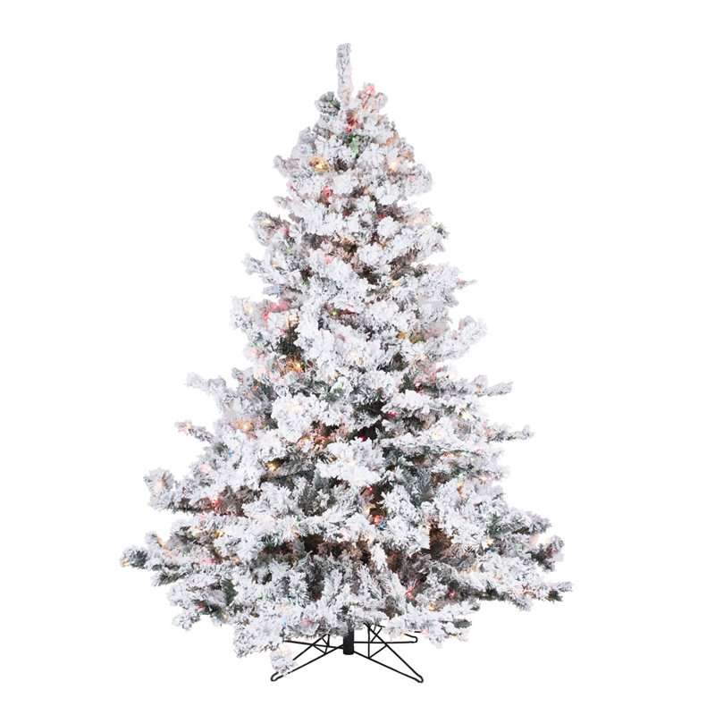 Flocked Alaskan 65 White Green Spruce Trees Artificial Christmas Tree With 600 Incandescent Multi Flocked Alaskan 65 White Green Spruce Trees Artificial Christmas Tree With 600 Incandescent Multi