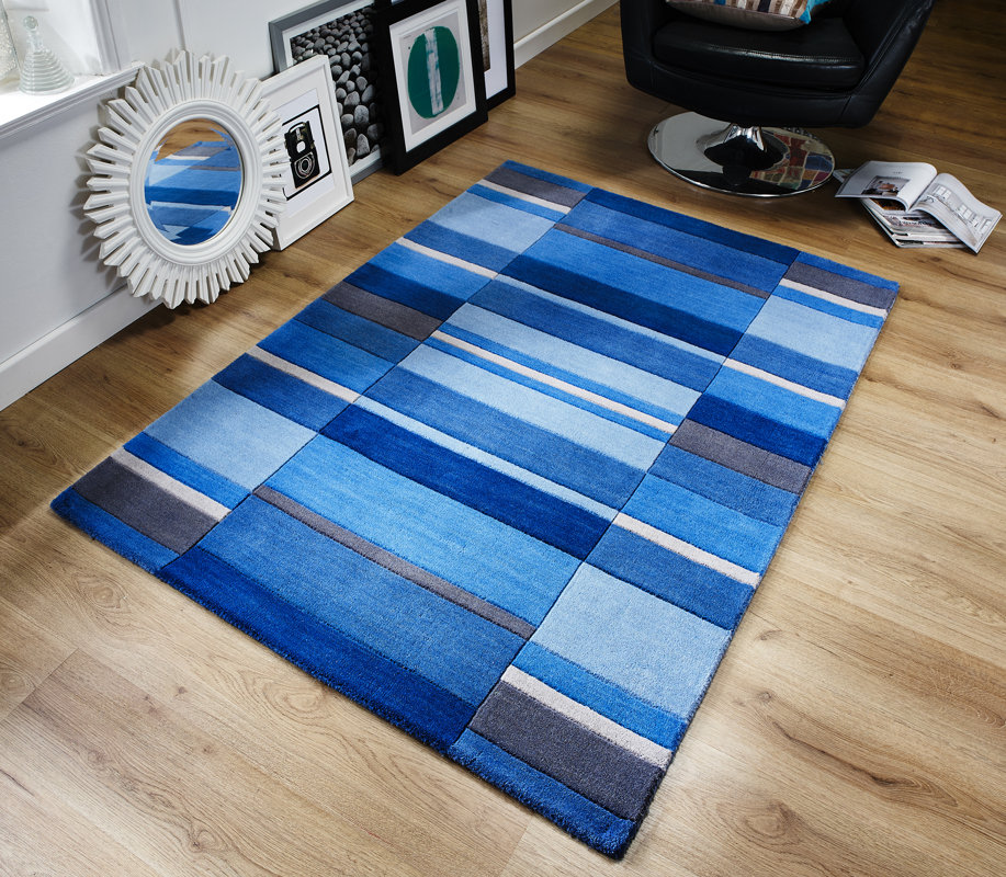 Metro Lane Nellie HandWoven Wool Blue Rug & Reviews Wayfair.co.uk