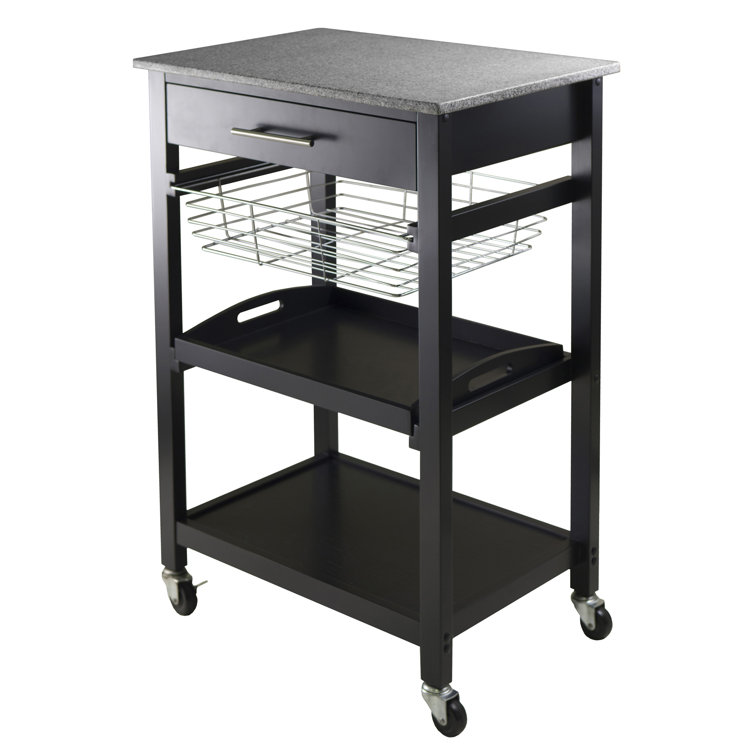 Latitude Run Beversly Kitchen Cart With Granite Top Reviews Wayfair