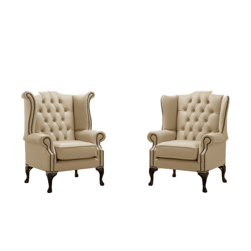 Belfield 2 Piece Wingback Chair Set Astoria Grand Upholstery Colour: Dark Beige