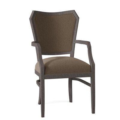 Wallace Upholstered King Louis Back Arm Chair Fairfield Chair Body Fabric: 3152 Putty, Frame Color: Charcoal