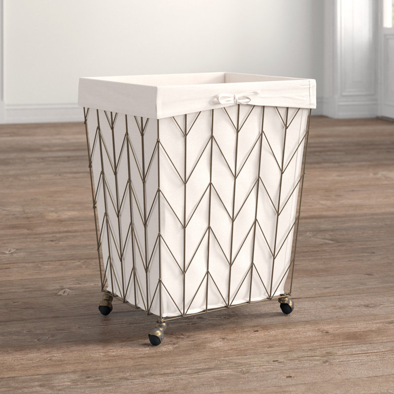 Kelly Clarkson Home Coastal Decorative Rolling Laundry Hamper