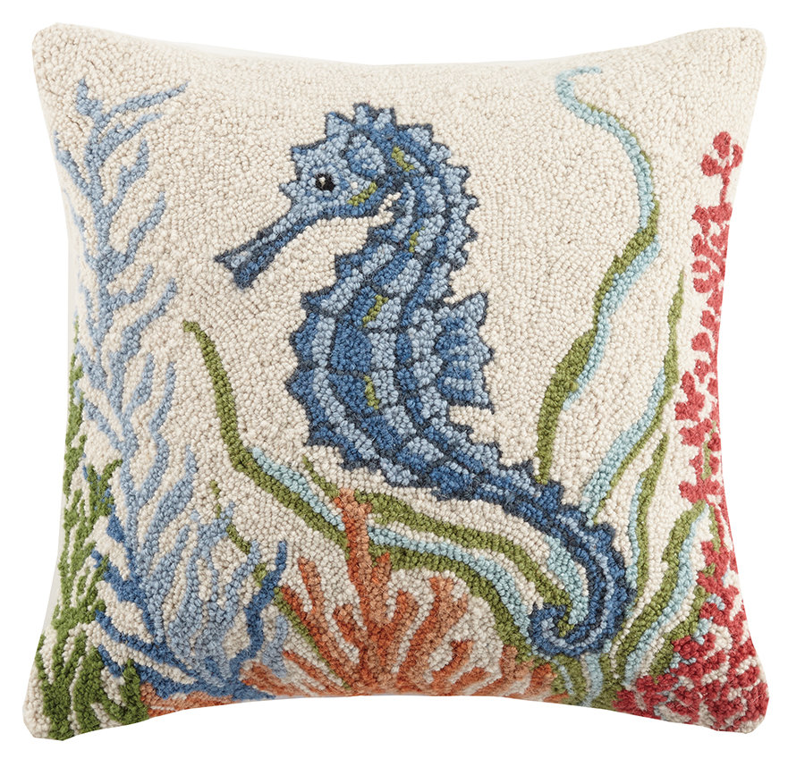 Kate Mcrostie Sea Life Seahorse Hook Wool Throw Pillow Reviews