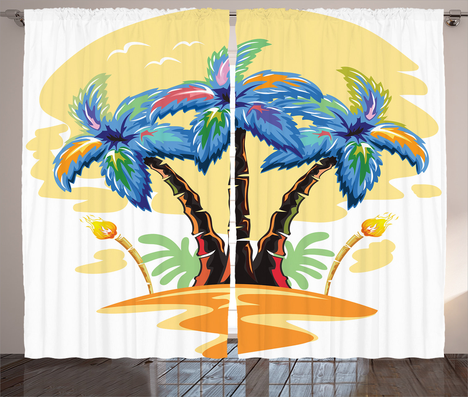 East Urban Home Palm Tree Cartoon Tropical Island With Hawaiian