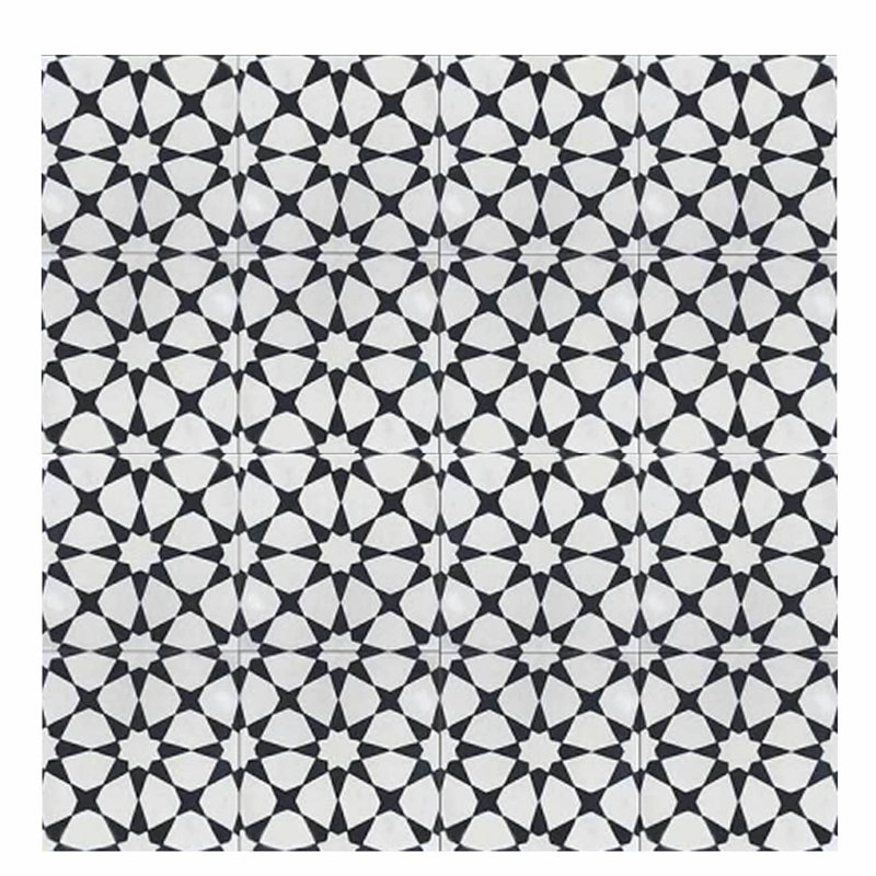Medina 8" x 8" Handmade Cement Tile in Black/White & Reviews AllModern