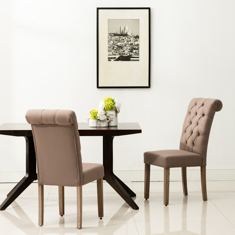 Christies Roll Top Tufted Modern Upholstered Dining Chair & Reviews
